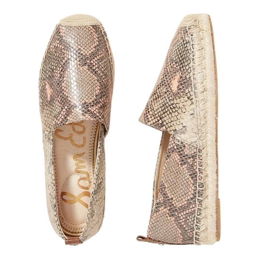 ANTHROPOLOGIE | Sam Edelman Khloe Leather Reptile Print Espadrille Flats. Size 8